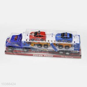 Made In China Inertia Drag Head Car with Light Music Carry 2pcs Engineer Car and 2pcs Police Car Boy Toys