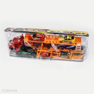 Promotional Wholesale Inertia Drag Head Car Toy Carry 2pcs F1 Car and 2pcs Racing Car Boy Toys