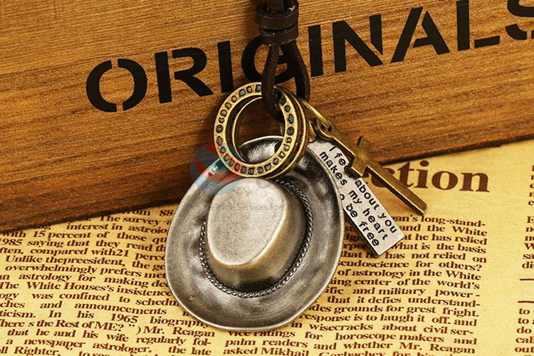 Unique Design Alloy Hat Pendant Cool Leather  Necklace