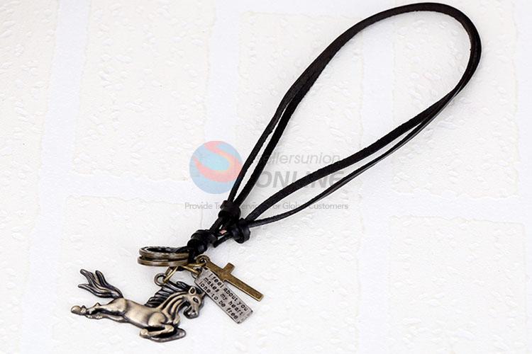 New Style Horse Pendant Retro Leather Necklace