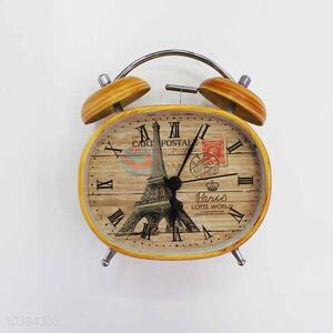 Wood Pattern Iron Alarm Clock/Table Clock