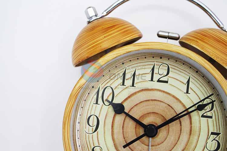 Wood Pattern Iron Alarm Clock/Table Clock