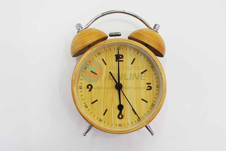 Wood Pattern Iron Alarm Clock/Table Clock