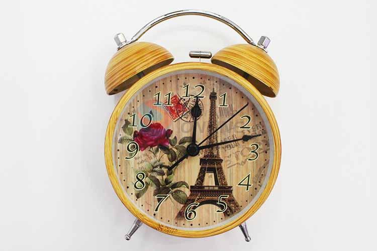 Wood Pattern Iron Alarm Clock/Table Clock