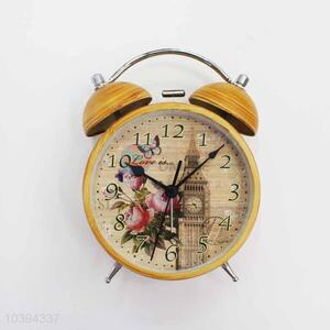 Wood Pattern Iron Alarm Clock/Table Clock