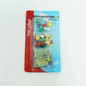 Simple 6pcs big size push pins/15pcs pushpins/35pcs paper clips set