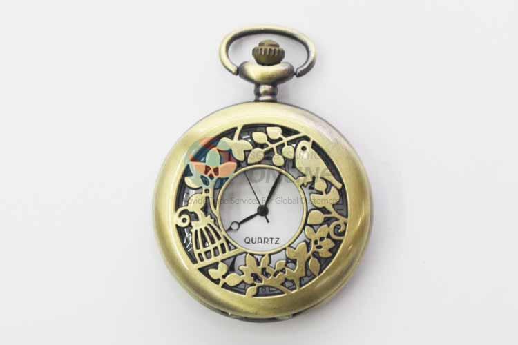 Bird Quartz Movement Skeleton Pocket Watch