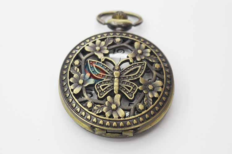 Butterfly Quartz Movement Skeleton Pocket Watch