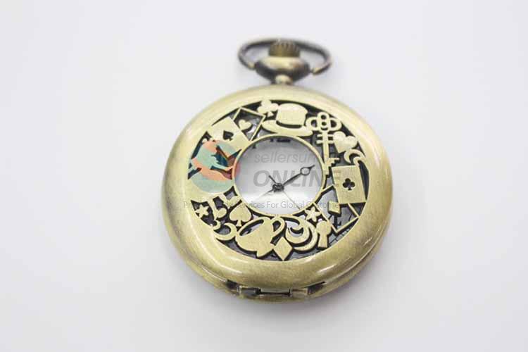 Poker Quartz Movement Skeleton Pocket Watch