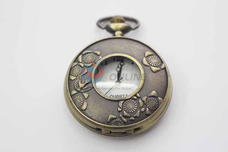 Flower Quartz Movement Skeleton Pocket Watch