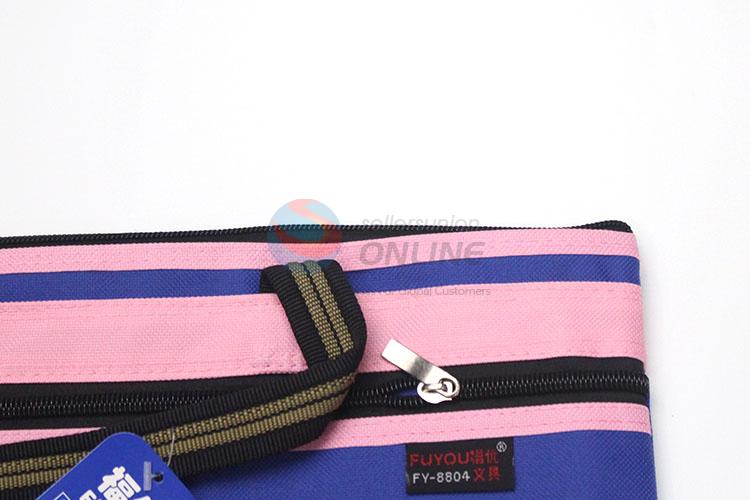 A4 Document Bags Portable Double Layer File Folder Zipper Canvas Filing Holder for Computer Paper Documents