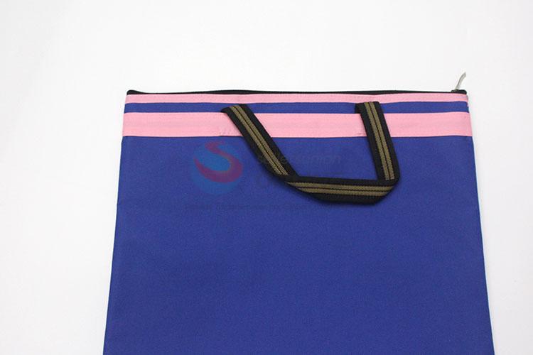 A4 Document Bags Portable Double Layer File Folder Zipper Canvas Filing Holder for Computer Paper Documents