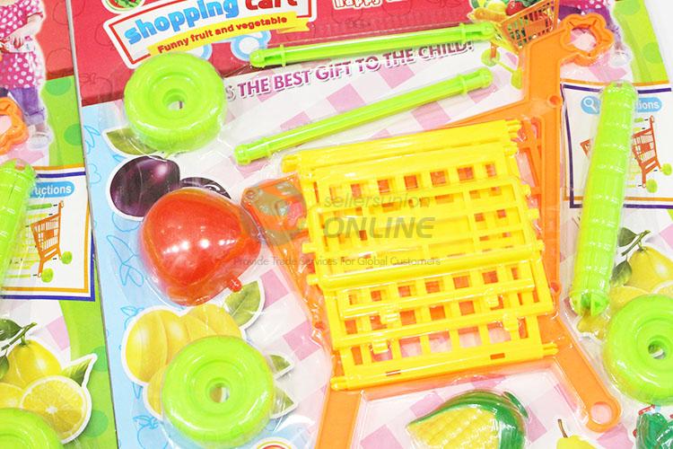 Kids Supermarket Mini Shopping Cart Toy with Fruits and Vegetables