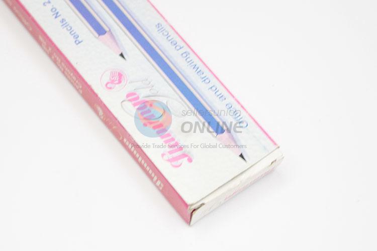 Wholesale Cool Simple Blue Striped HB Pencils With Eraser