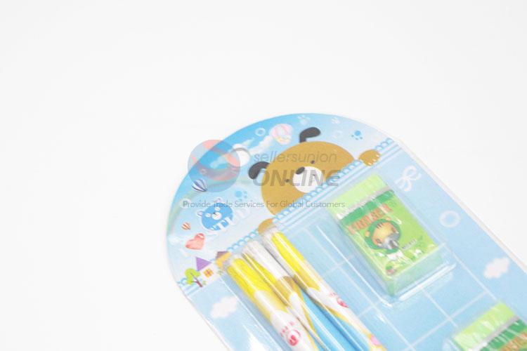 Cute Pencils With Cartoon Erasers And Pencil Sharpener