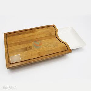 Factory Direct Supply Bamboo Cutting Board with Ceramic Tray