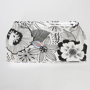 Flower Pattern Black White Melamine Salver