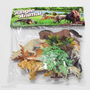 Promotional Gift Wild Animal Model Toys 8 pcs Simulation Animal Set and Tree