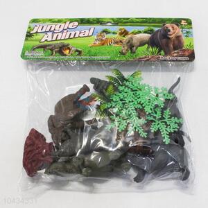 China Manufacturer Wild Animal Model Toys 8 pcs Simulation Animal Set and Tree