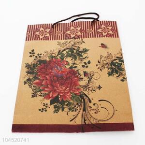 Bottom price delicate flower printed paper gift bag