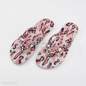 Factory supply leopard printed women flip flops beach slippers