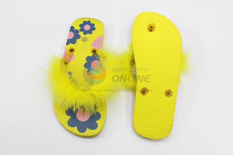 Fashion women flip flops with fake fur