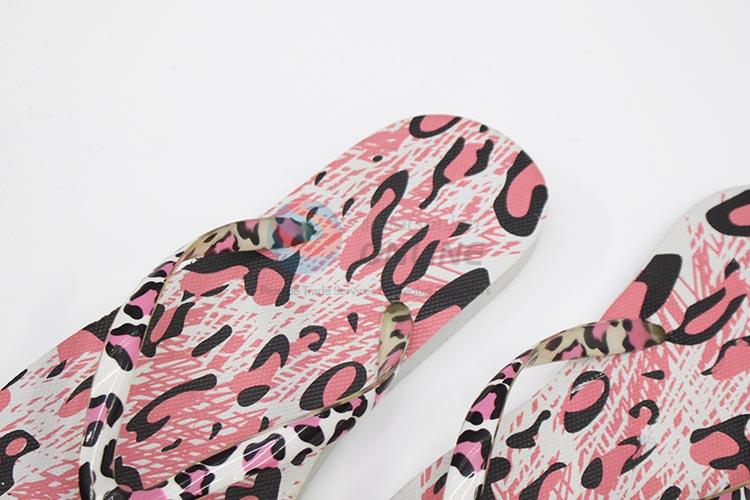 Factory supply leopard printed women flip flops beach slippers