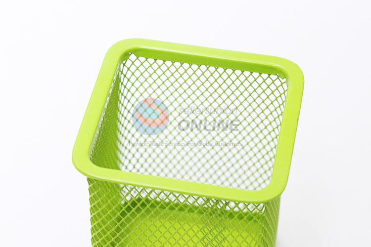 Personalized 3 Colors Square Metal Stand Mesh Style Pen Pencil Pot