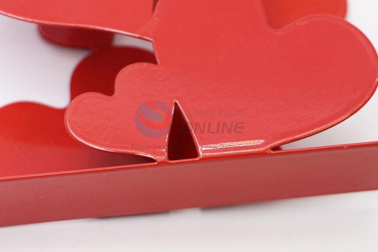 Latest Arrival Red Color Heart Shaped Metal Tissue Paper Holder Cover