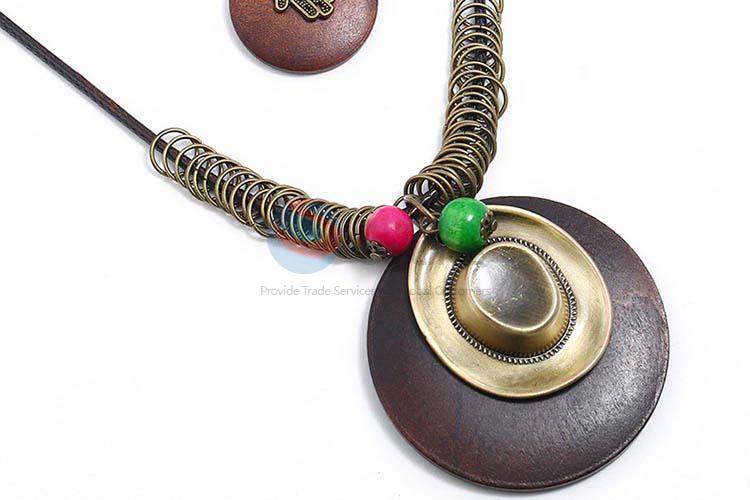 Best selling vintage alloy pendant wooden necklaces