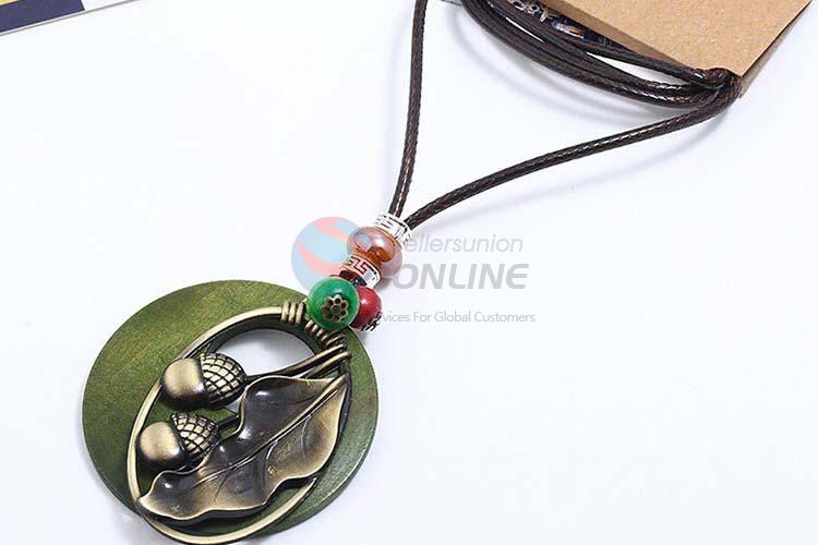 Recent design vintage alloy pendant wooden necklaces