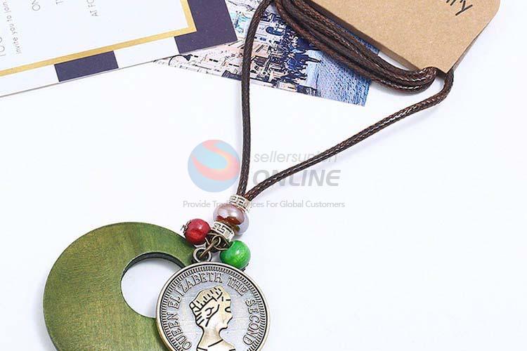 Most popular cheap vintage alloy pendant wooden necklaces