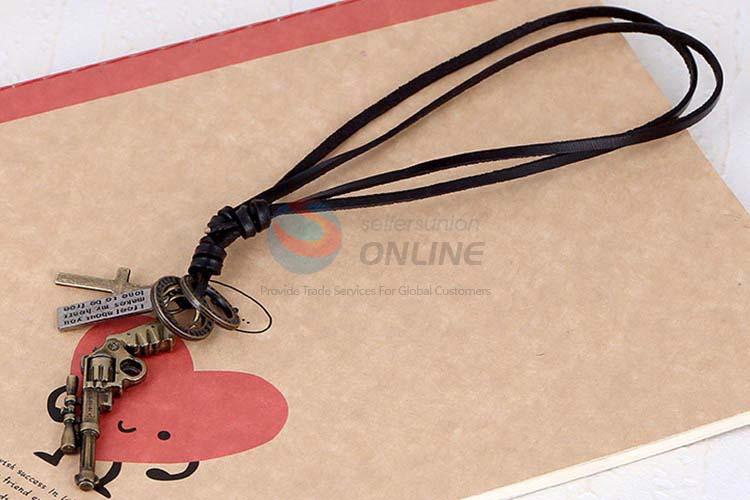 Wholesale cheap vintage alloy pendant cowhide necklaces