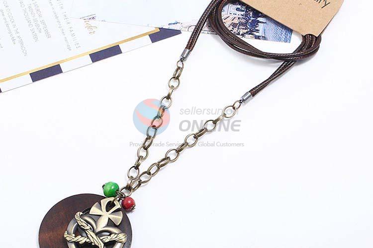 Latest design vintage alloy pendant wooden necklaces