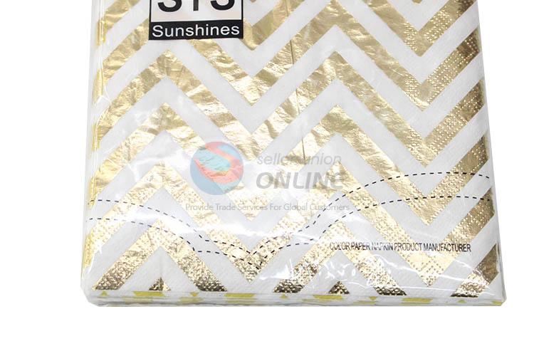 Gold Blocking Wave Pattern Disposable Eco-friendly Double-ply Paper Napkins