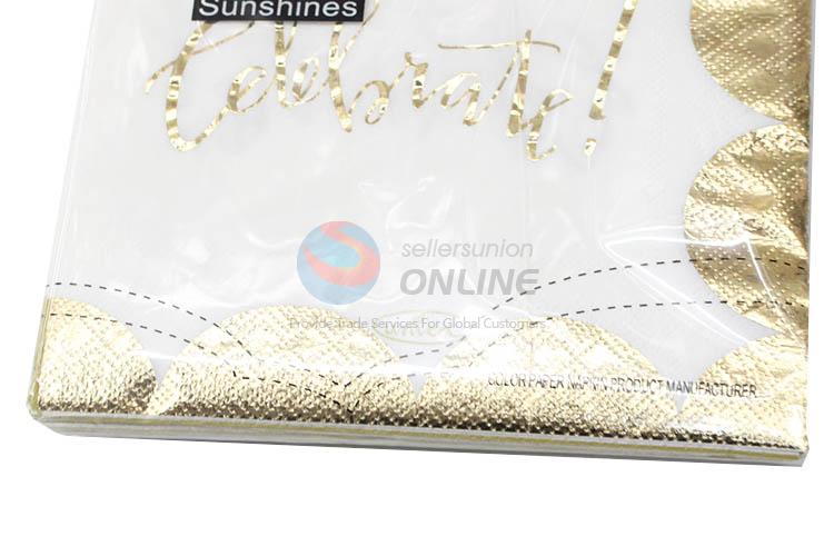 Simple Pattern Eco-friendly Double-ply Printed Gold Blocking Paper Napkins for Wedding