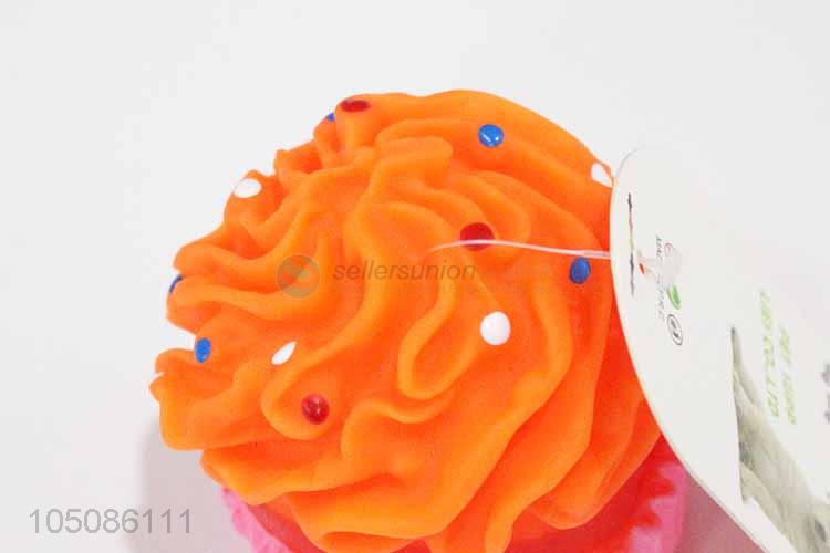 Competitive price cupcake shape vinyl dog toy