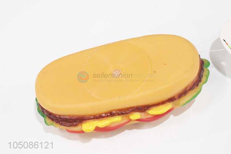 Customized wholesale hamburger shape vinyl dog toy