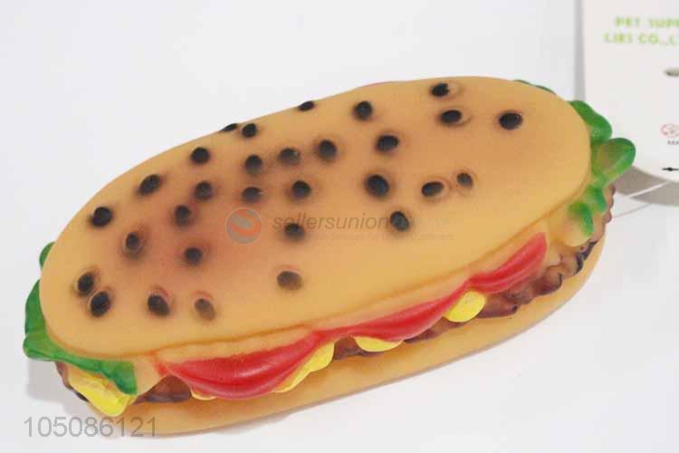 Customized wholesale hamburger shape vinyl dog toy