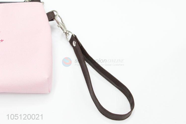 Promotional Gift Mini Pink Color Cute Girl Printed Coin Purse with Zipper