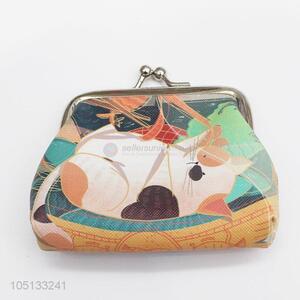 Mini PU Leather Bag Cartoon Cat Printed Coin Purse Pouch Storage Bags