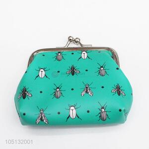 Fashion Style Green Color Insect Pattern PU Leather Coin Purse Wallet