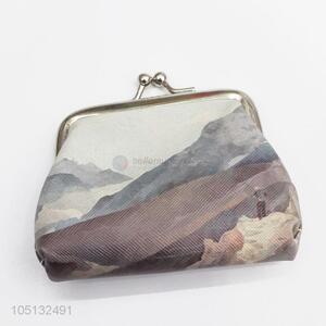 High Quality PU Leather Chinese Painting Coin Purse/Mini Money Bag