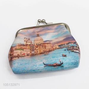 Fashion PU Leather Wallets Artwork Landscape Of Venice Pattern Coin Purse