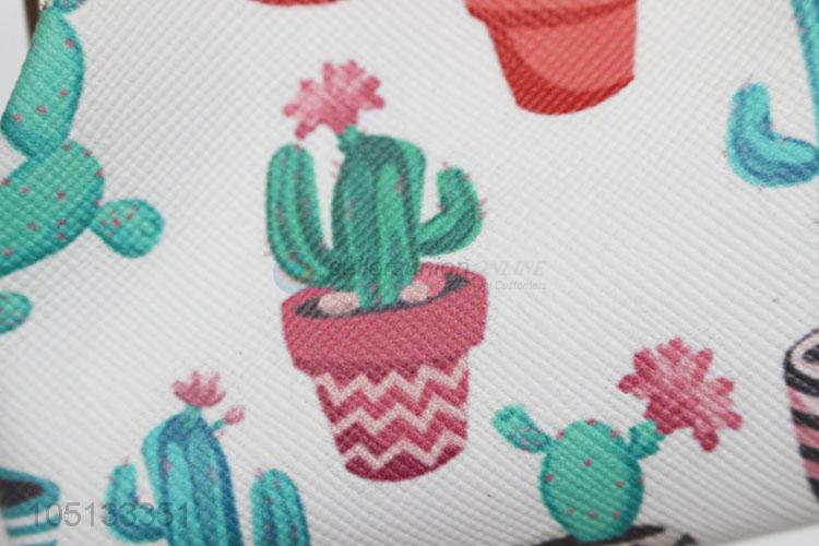 Cute Cartoon Cactus Pattern Kids PU Leather Wallet Purse Coin Purse