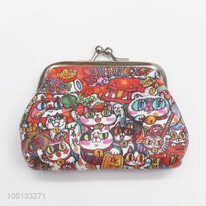 New Cartoon Cat Pattern PU Leather Mini Clutch Coin Purse