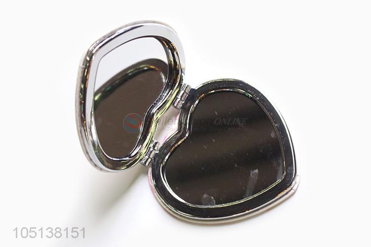 Wholesale new style heart shape makeup mirror double sided mirror