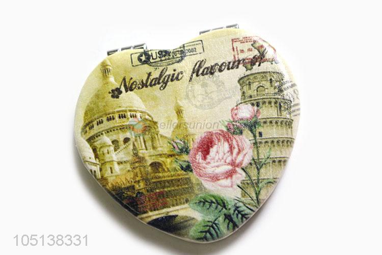 China wholesale heart shape double sided pocket mirror