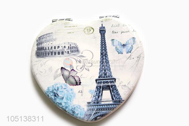 New arrival heart shape makeup mirror double sided mirror