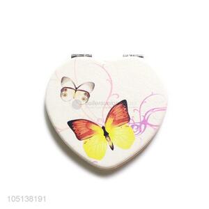 Cheap wholesale heart shape makeup mirror double sided mirror